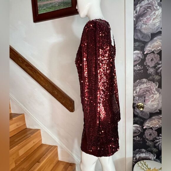 ELODIE Long Sleeve Sequin Mini dress/ size M - Picture 3 of 5